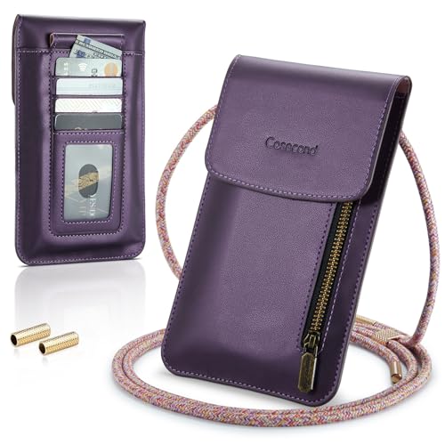 Casecond Handytasche zum Umhängen mit Geldbörse Damen Herren Kleine Leder Crossbody Universal Handy Tasche Pouch Umhängetasche Handtasche mit Handykette für iPhone 14 13 12 11 Samsung Bis zu 7.5" Lila Casecond Handytasche zum Umhängen mit Geldbörse Damen Herren Kleine Leder Crossbody Universal Handy Tasche Pouch Umhängetasche Handtasche mit Handykette für iPhone 14 13 12 11 Samsung Bis zu 7.5" Lila von Casecond
