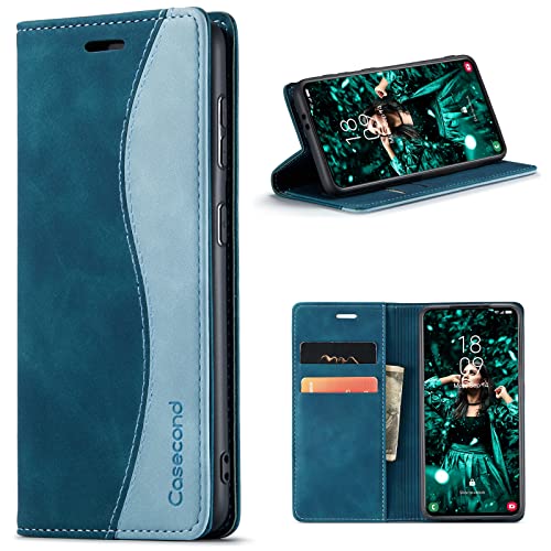 Casecond für Samsung Galaxy A32 4G Hülle (Nicht für A32 5G) Handyhülle Leder Flip Case Magnet Klappbar Kartenfach Klapphülle Wallet Schutzhülle für Männer Frauen RFID Schutz Blaugrün von Casecond