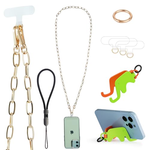 Umhängeband für Handy, abnehmbar, mit Handschlaufe, 3 Flicken, Handy-Ständer, Diebstahlschutz, universal, für iPhone 16, alle Handys, Gold Umhängeband für Handy, abnehmbar, mit Handschlaufe, 3 Flicken, Handy-Ständer, Diebstahlschutz, universal, für iPhone 16, alle Handys, Gold von Casecond