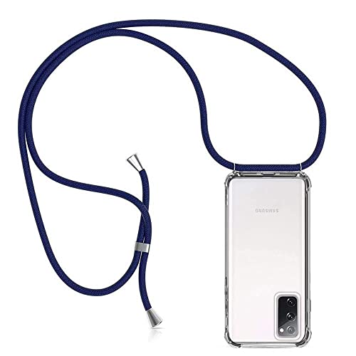 Casecool Handykette Hülle kompatibel mit Samsung Galaxy S20 FE 4G / S20 FE 5G, Handyhülle Handy Necklace Hülle mit Band Schutzhülle Kordel zum Umhängen Transparent Weich TPU Silikon Tasche, Blau von Casecool