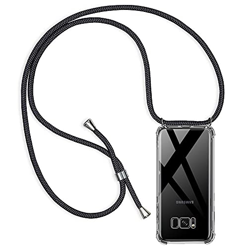 Casecool Handykette Hülle kompatibel mit Samsung Galaxy S8, Handyhülle Handy Necklace Hülle mit Band Schutzhülle Kordel zum Umhängen Transparent Weich TPU Silikon Tasche, Schwarz Casecool Handykette Hülle kompatibel mit Samsung Galaxy S8, Handyhülle Handy Necklace Hülle mit Band Schutzhülle Kordel zum Umhängen Transparent Weich TPU Silikon Tasche, Schwarz von Casecool