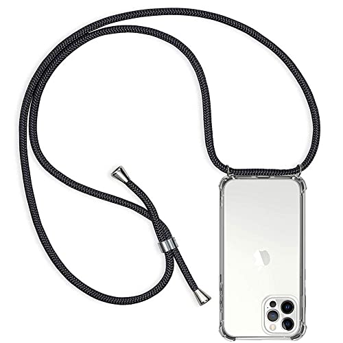Casecool Handykette Hülle kompatibel mit iPhone 12 Pro Max, Handyhülle Handy Necklace Hülle mit Band Schutzhülle Kordel zum Umhängen Transparent Weich TPU Silikon Tasche, Schwarz Casecool Handykette Hülle kompatibel mit iPhone 12 Pro Max, Handyhülle Handy Necklace Hülle mit Band Schutzhülle Kordel zum Umhängen Transparent Weich TPU Silikon Tasche, Schwarz von Casecool