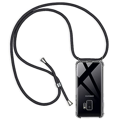 Casecool Handykette für Samsung Galaxy S9 Hülle mit Band, Handyhülle mit Kette Handy Necklace Hülle Kordel zum Umhängen Schutzhülle Transparent Weich TPU Silikon Bumper, Schwarz Casecool Handykette für Samsung Galaxy S9 Hülle mit Band, Handyhülle mit Kette Handy Necklace Hülle Kordel zum Umhängen Schutzhülle Transparent Weich TPU Silikon Bumper, Schwarz von Casecool