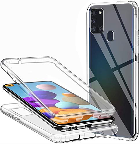 Casecool Schutzhülle für Samsung Galaxy A21S, 360-Grad-Schutz, transparent, weich, dünn, Schutzhülle aus TPU-Silikon, vorne und PC, Kratzfest, stoßfest, Full Body von Casecool