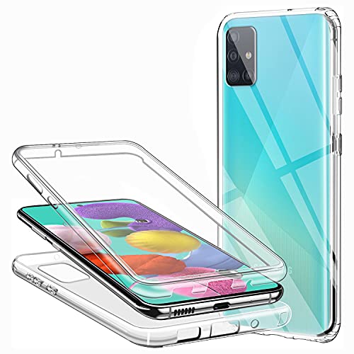 Casecool Schutzhülle für Samsung Galaxy A51, 360-Grad-Schutz, transparent, weich, dünn, Schutzhülle aus TPU-Silikon, vorne und PC, Kratzfest, stoßfest, Schutzhülle für Samsung Galaxy A51 von Casecool