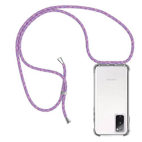 Handykette Hülle kompatibel mit Samsung Galaxy S20 FE 4G / S20 FE 5G, Handyhülle Handy Necklace Hülle mit Band Schutzhülle Kordel zum Umhängen Transparent Weich TPU Silikon Tasche, Unicorn Lila von Casecool