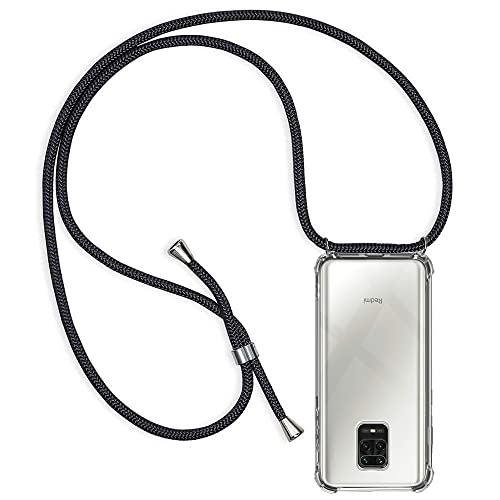 Handykette Hülle kompatibel mit Xiaomi Redmi Note 9S/Note 9 Pro/Note 9 Pro Max, Handyhülle Handy Necklace Hülle mit Band Schutzhülle Kordel zum Umhängen Transparent Weich TPU Silikon Case, Schwarz Handykette Hülle kompatibel mit Xiaomi Redmi Note 9S/Note 9 Pro/Note 9 Pro Max, Handyhülle Handy Necklace Hülle mit Band Schutzhülle Kordel zum Umhängen Transparent Weich TPU Silikon Case, Schwarz von Casecool