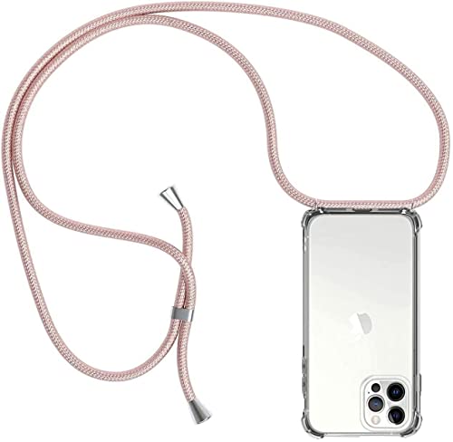 Handykette Hülle kompatibel mit iPhone 12 Pro Max, Handyhülle Handy Necklace Hülle mit Band Schutzhülle Kordel zum Umhängen Transparent Weich TPU Silikon Tasche, Rosé Gold Handykette Hülle kompatibel mit iPhone 12 Pro Max, Handyhülle Handy Necklace Hülle mit Band Schutzhülle Kordel zum Umhängen Transparent Weich TPU Silikon Tasche, Rosé Gold von Casecool