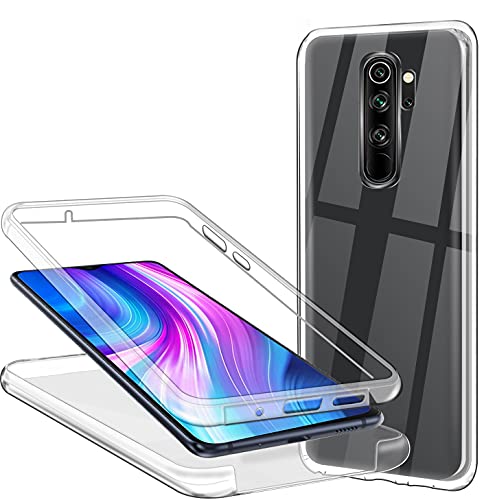 Hülle für Xiaomi Redmi Note 8 Pro Handyhülle 360 Grad, Transparent Full Schutz Kratzfest Dünn Durchsichtige Case Silikon Schutzhülle, Hart PC Zurück + Weich TPU Vorderseite von Casecool