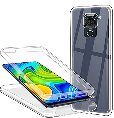 Hülle für Xiaomi Redmi Note 9 Handyhülle 360 Grad, Transparent Full Schutz Kratzfest Dünn Durchsichtige Case Silikon Schutzhülle, Hart PC Zurück + Weich TPU Vorderseite von Casecool