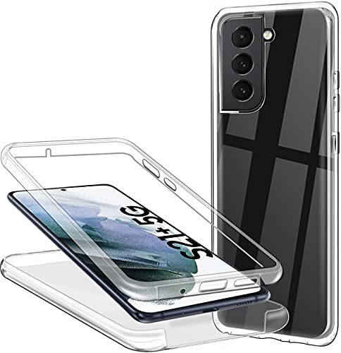 Schutzhülle für Samsung Galaxy S21 Plus 5G (S21 + 6,7 Zoll) 360 Grad Schutz, transparent, weich, dünn, Schutzhülle aus TPU-Silikon, Vorderseite und PC, Kratzfest, stoßfest, Full Body Case von Casecool