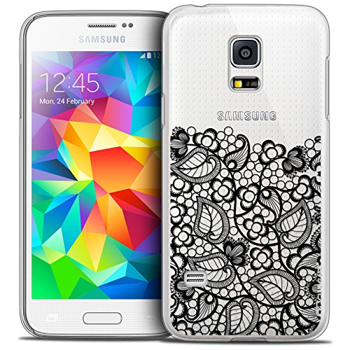 Caseink - Hülle Schutzhülle Case Für Samsung Galaxy S5 [Crystal HD Kollektion Spring Design Bas Dentelle Noir - Rigide - Ultra dünn - Gedruckt in Frankreich] von Caseink