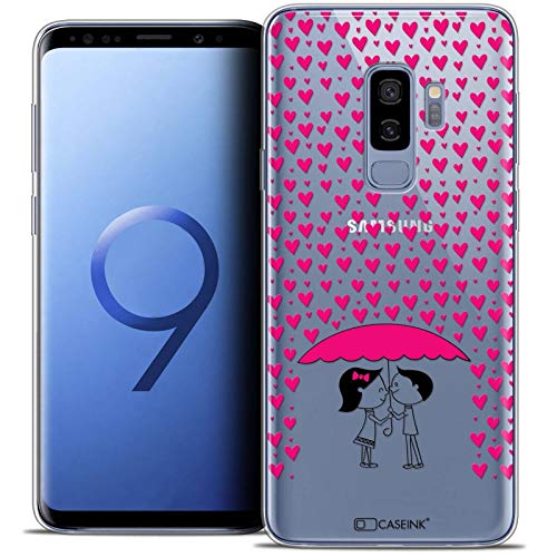 Caseink Hülle für Samsung Galaxy S9+ / S9 Plus (6.2) Schutzhülle Case [Crystal Gel Motif HD Kollektion Love Saint Valentin Design Pluie d'Amour - Flexibel - Ultra dünn - Gedruckt in Frankreich] von Caseink