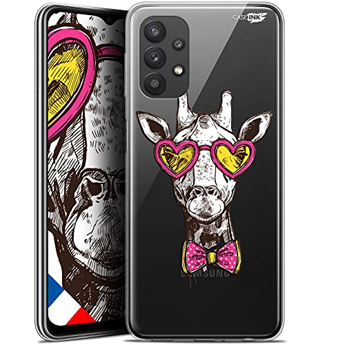 Caseink Schutzhülle für Samsung Galaxy A32 5G (6,5 Zoll), Gel HD [gedruckt in Frankreich, Samsung A32 5G, weich, stoßfest, Hipster Giraffe von Caseink