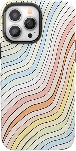 Casely iPhone 14 Pro Hülle – Ride The Wave – Pastell Regenbogen gefütterte Hülle (Bold + kompatibel mit MagSafe) von Casely