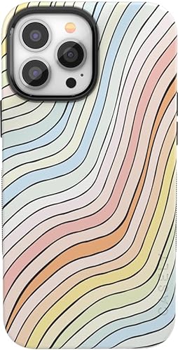 Casely iPhone 14 Pro Hülle – Ride The Wave – Pastell Regenbogen gefütterte Hülle (Bold + kompatibel mit MagSafe) von Casely