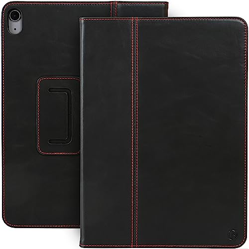 Casemade iPad Air 4. / 5. Generation 27,7 cm (10,9 Zoll) (2020/2022), echtes italienisches Leder, hochwertig, schlankes Design, mit doppeltem Ständer und automatischer Schlaf-/Wachfunktion, Schwarz von Casemade