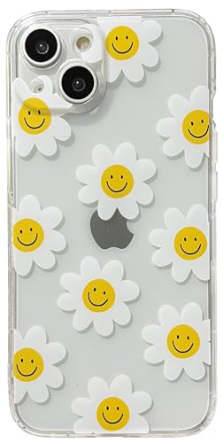 Casemall Handyhülle für iPhone 13 Mini hülle Durchsichtig mit Blumen Daisy Smile Face Muster,Dünn Weiches Flexible TPU mit Lächeln Gesicht Süß Motiv Schutzhülle für iPhone 13 Mini von Casemall