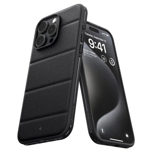 Caseology Athlex Kompatibel mit iPhone 15 Pro Hülle [Sandstein Textur] [Schutz in Militärqualität] mit Seitlichen Griffmustern iPhone 15 Pro Hülle - Aktive Schwarz von Caseology