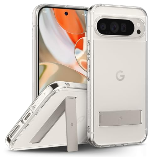 Caseology Capella Kickstand für Google Pixel 9 Pro XL Hülle [Made for Google] [Integrierter Ständer] Seitengriffmuster Schutzhülle für Google Pixel 9 Pro XL – Clear Ivory von Caseology