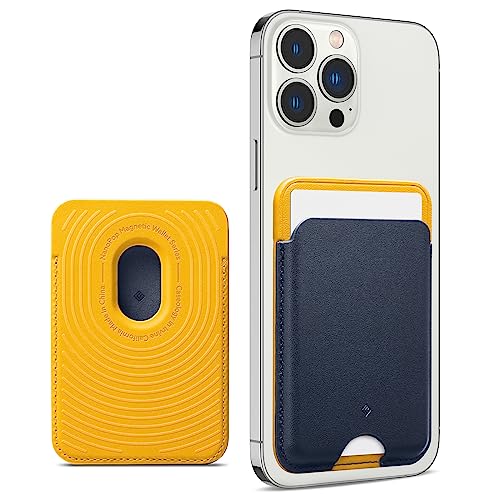 Caseology Nano Pop Magsafe Wallet [Kraftvolle Doppelstruktur] Rutschfester Silikon und magnetischer Kartenhalter für iPhone 15 14 13 12 11 - Blueberry Navy von Caseology