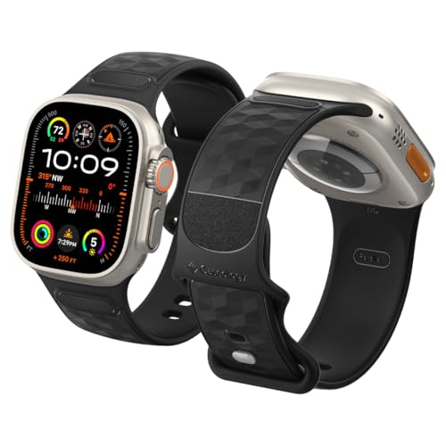 Caseology Parallax Apple Watch [staubfrei] Armband kompatibel mit Apple Watch Ultra2/Ultra(49mm), Serie 8/7(45mm), Serie 6/5/4/SE2/SE(44mm), Serie 3/2/1(42mm), Ersatz Strap Armbänder – Matt schwarz von Caseology