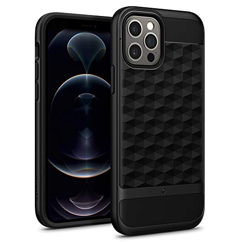 Caseology Parallax Hülle Kompatibel mit iPhone 12 Pro Kompatibel mit iPhone 12 - Matte Black von Caseology