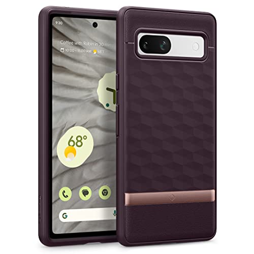 Caseology Parallax Hülle für Google Pixel 7a, 3D Hexa-Würfel-Design und [Schutz in Militärqualität] mit seitlichen Griffmustern, Google Pixel 7a Hülle - Burgundy von Caseology