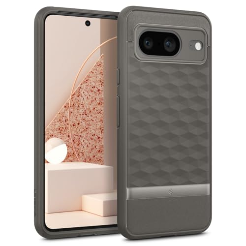 Caseology Parallax für Google Pixel 8 Hülle, [3D Hexa-Würfel Design], Militärstandard Fallschutz Handyhülle für Google Pixel 8 - Asch Grau von Caseology