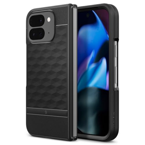 Caseology Parallax für Google Pixel 9 Pro Fold Hülle [3D Hexa Cube Design] [Air Space Technology Protection] Schutzhülle für Google Pixel 9 Pro Fold – Matt Schwarz von Caseology