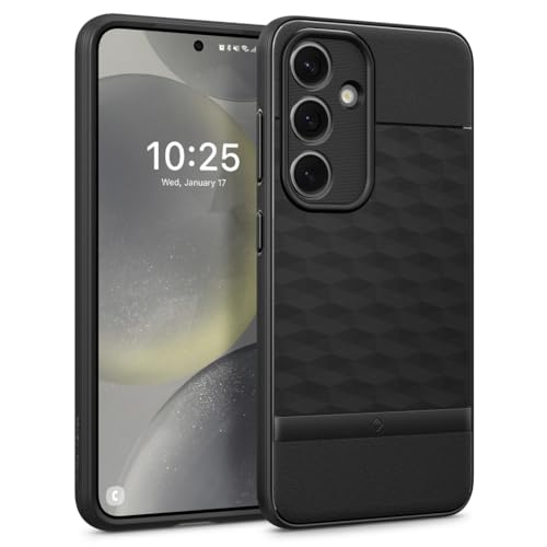 Caseology Parallax für Samsung Galaxy S24, [Fallschutz in Militärqualität] S24 Hülle, ergonomische 3D-Hexa-Würfel-Designhülle für Samsung Galaxy S24 - Matt Schwarz von Caseology