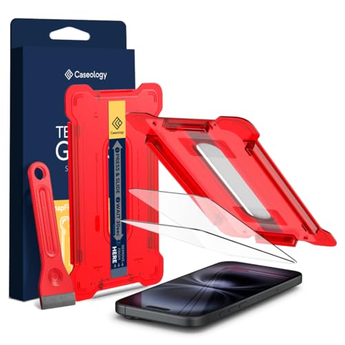 Caseology Snap Fit für iPhone 16 Plus Bildschirm Schutzfolie [Härtenglas mit Installationskit] [Kratzfest] Bildschirm Schutzfolie für iPhone 16 Plus - 2er Pack von Caseology