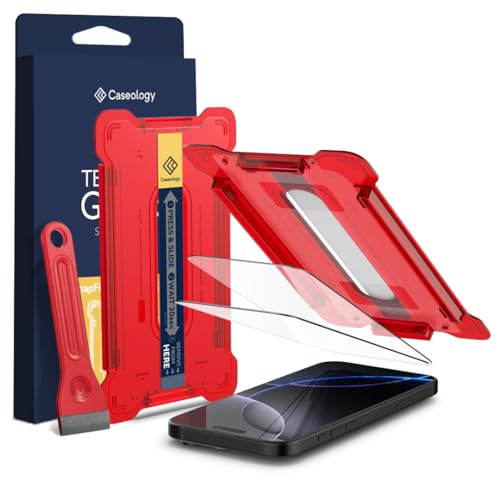 Caseology Snap Fit für iPhone 16 Pro Bildschirmschutz [Panzerglas mit Installationskit] [Anti-Kratzer] Gehärtetes Glas Schutzfolie Einfache Installation für iPhone 16 Pro - 2er Pack von Caseology