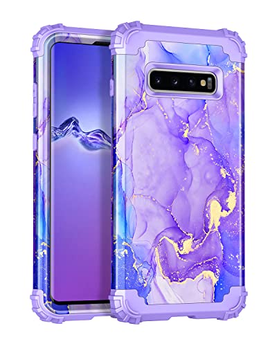 Casetego Kompatibel mit Galaxy S10 Hülle, stoßfest, 3-lagig, strapazierfähig, hartes PC + weiches Silikon, rutschfest, Schutzhülle für Samsung Galaxy S10, romantisches Lila von Casetego