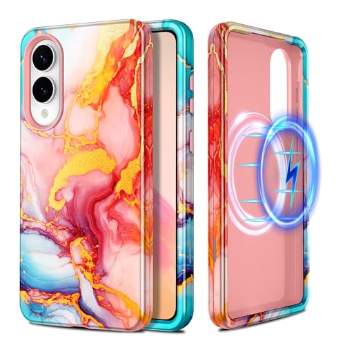 Casetego Schutzhülle für Galaxy S25 Edge, kompatibel mit MagSafe, [Falltest in Militärqualität] Ganzkörperschutz, schlank, stoßfest, robust, Marmor-Schutzhülle für Samsung Galaxy S25 Edge 6,7 Zoll von Casetego