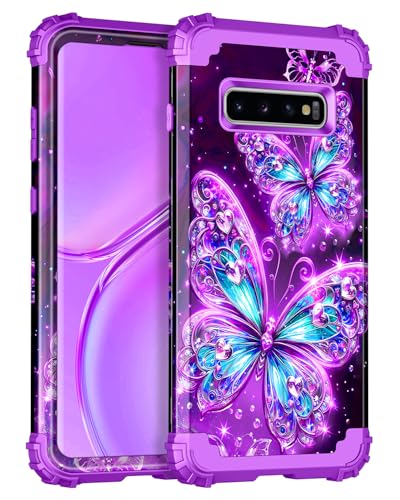 Casetego Schutzhülle für Samsung Galaxy S10, Blumenmuster, dreilagig, strapazierfähig, Hybrid, robust, stoßfest, Ganzkörper-Schutzhülle für Samsung Galaxy S10, Amaranth-Violett Casetego Schutzhülle für Samsung Galaxy S10, Blumenmuster, dreilagig, strapazierfähig, Hybrid, robust, stoßfest, Ganzkörper-Schutzhülle für Samsung Galaxy S10, Amaranth-Violett von Casetego