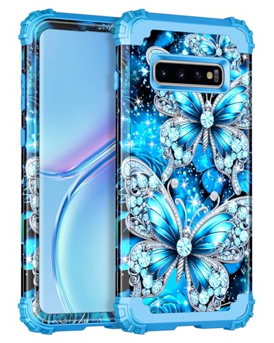 Casetego Schutzhülle für Samsung Galaxy S10, Blumenmuster, dreilagig, strapazierfähig, Hybrid, robust, stoßfest, Ganzkörper-Schutzhülle für Samsung Galaxy S10, Hellblau Casetego Schutzhülle für Samsung Galaxy S10, Blumenmuster, dreilagig, strapazierfähig, Hybrid, robust, stoßfest, Ganzkörper-Schutzhülle für Samsung Galaxy S10, Hellblau von Casetego