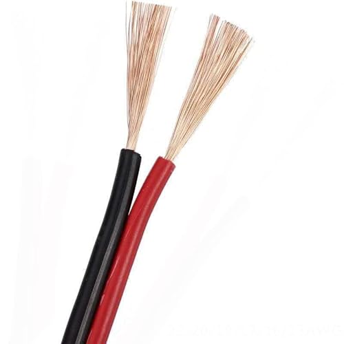 2Pin 1m rotes schwarzes Kabel 22.02.18/17/16/13 Awg Sauerstofffreies Kupfer elektrisches Draht flexibeles Netzkabel for Lautsprecher, Audio, LED-Leuchten(20AWG-0.5mm2) von Casetlong