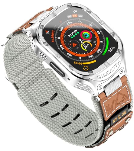 Caseultra Sportliches Nylonband, kompatibel mit Apple Watch Armband 49 mm/45 mm/44 mm/42 mm, Militär-Armband für Herren iWatch Serie 9/8/7/6/5/4/3/2/1/SE/Ultra1/2 (C-Grün-45, 49mm (Ultra 1/2)) von Caseultra