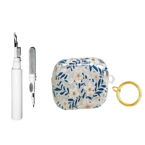 Casevita 3-in-1-Schutzhülle, transparent, Blumenmuster, kompatibel mit AirPods 4, mit aktiver Geräuschunterdrückung, mit Schlüsselanhänger, niedliche Blumen, weiche TPU-Schutzhülle für Damen, mit Casevita 3-in-1-Schutzhülle, transparent, Blumenmuster, kompatibel mit AirPods 4, mit aktiver Geräuschunterdrückung, mit Schlüsselanhänger, niedliche Blumen, weiche TPU-Schutzhülle für Damen, mit von Casevita