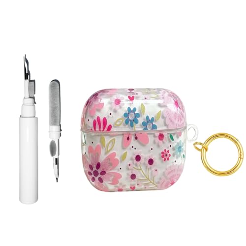Casevita 3-in-1-Schutzhülle, transparent, Blumenmuster, kompatibel mit AirPods 4, mit aktiver Geräuschunterdrückung, mit Schlüsselanhänger, niedliche Blumen, weiche TPU-Schutzhülle für Damen, mit Casevita 3-in-1-Schutzhülle, transparent, Blumenmuster, kompatibel mit AirPods 4, mit aktiver Geräuschunterdrückung, mit Schlüsselanhänger, niedliche Blumen, weiche TPU-Schutzhülle für Damen, mit von Casevita