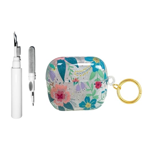 Casevita 3-in-1-Schutzhülle, transparent, Blumenmuster, kompatibel mit AirPods 4, mit aktiver Geräuschunterdrückung, mit Schlüsselanhänger, niedliche Blumen, weiche TPU-Schutzhülle für Damen, mit Casevita 3-in-1-Schutzhülle, transparent, Blumenmuster, kompatibel mit AirPods 4, mit aktiver Geräuschunterdrückung, mit Schlüsselanhänger, niedliche Blumen, weiche TPU-Schutzhülle für Damen, mit von Casevita