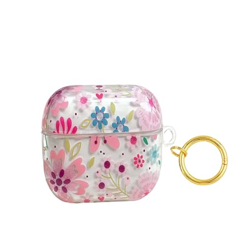 Casevita Blumen-Hülle, kompatibel mit AirPods 4, mit aktiver Geräuschunterdrückung, mit Schlüsselanhänger, niedlich, klar, ästhetisch, weiche TPU-Schutzhülle für Mann und Frau von Casevita