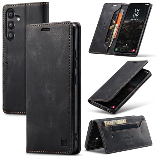 Casevita Lederhülle kompatibel mit Samsung Galaxy S25 mit Kartenhalter, Vintage-PU-Brieftasche, TPU-Stoßdämpfer, stoßfest, für Galaxy S25, für Männer und Frauen, Schwarz Casevita Lederhülle kompatibel mit Samsung Galaxy S25 mit Kartenhalter, Vintage-PU-Brieftasche, TPU-Stoßdämpfer, stoßfest, für Galaxy S25, für Männer und Frauen, Schwarz von Casevita