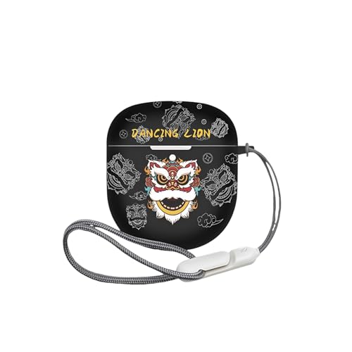 Casevita Lion Dance Hülle kompatibel mit Bose QuietComfort Earbuds II / QuietComfort Ultra Ohrhörer mit Lanyard, weiche IMD Cartoon Animal Wireless Case von Casevita