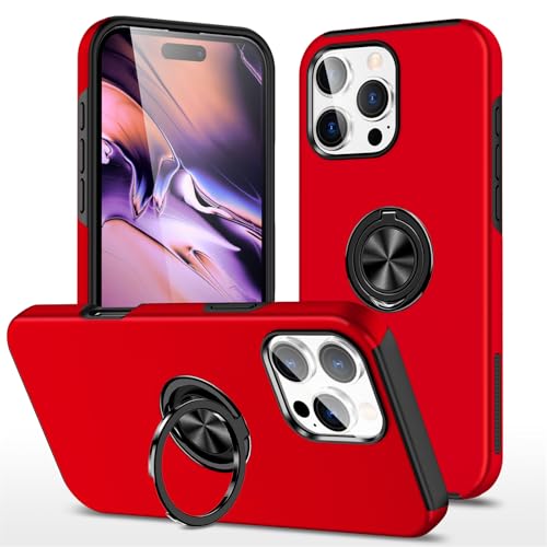 Casevita Magnetische Hülle, kompatibel mit iPhone 16 Pro, mit Ringständer, coole militärische Qualität, stoßfeste Schutzhülle, für Mann und Frau, Rot Casevita Magnetische Hülle, kompatibel mit iPhone 16 Pro, mit Ringständer, coole militärische Qualität, stoßfeste Schutzhülle, für Mann und Frau, Rot von Casevita