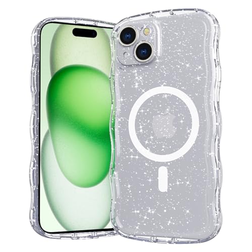 Casevita Magnetische Schutzhülle, kompatibel mit iPhone 15, niedlich, transparent, glitzernd, gewellt, Ganzkörperschutz, schlank, stoßfest, kabellose Ladegeräte für Damen Casevita Magnetische Schutzhülle, kompatibel mit iPhone 15, niedlich, transparent, glitzernd, gewellt, Ganzkörperschutz, schlank, stoßfest, kabellose Ladegeräte für Damen von Casevita