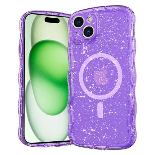 Casevita Magnetische Schutzhülle, kompatibel mit iPhone 15, niedlich, transparent, glitzernd, gewellt, Ganzkörperschutz, schlank, stoßfest, kabellose Ladegeräte für Damen Casevita Magnetische Schutzhülle, kompatibel mit iPhone 15, niedlich, transparent, glitzernd, gewellt, Ganzkörperschutz, schlank, stoßfest, kabellose Ladegeräte für Damen von Casevita