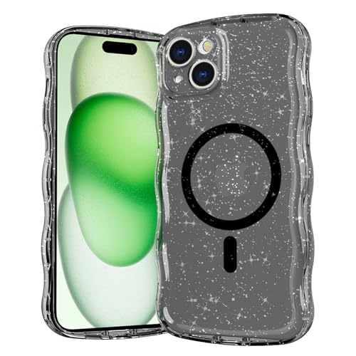 Casevita Magnetische Schutzhülle, kompatibel mit iPhone 15, niedlich, transparent, glitzernd, gewellt, Ganzkörperschutz, schlank, stoßfest, kabellose Ladegeräte für Damen Casevita Magnetische Schutzhülle, kompatibel mit iPhone 15, niedlich, transparent, glitzernd, gewellt, Ganzkörperschutz, schlank, stoßfest, kabellose Ladegeräte für Damen von Casevita