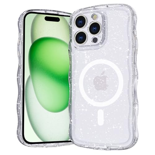 Casevita Magnetische Schutzhülle, kompatibel mit iPhone 15 Pro, niedlich, transparent, glitzernd, gewellt, Ganzkörperschutz, schlank, stoßfest, kabellose Ladegeräte für Frauen Casevita Magnetische Schutzhülle, kompatibel mit iPhone 15 Pro, niedlich, transparent, glitzernd, gewellt, Ganzkörperschutz, schlank, stoßfest, kabellose Ladegeräte für Frauen von Casevita